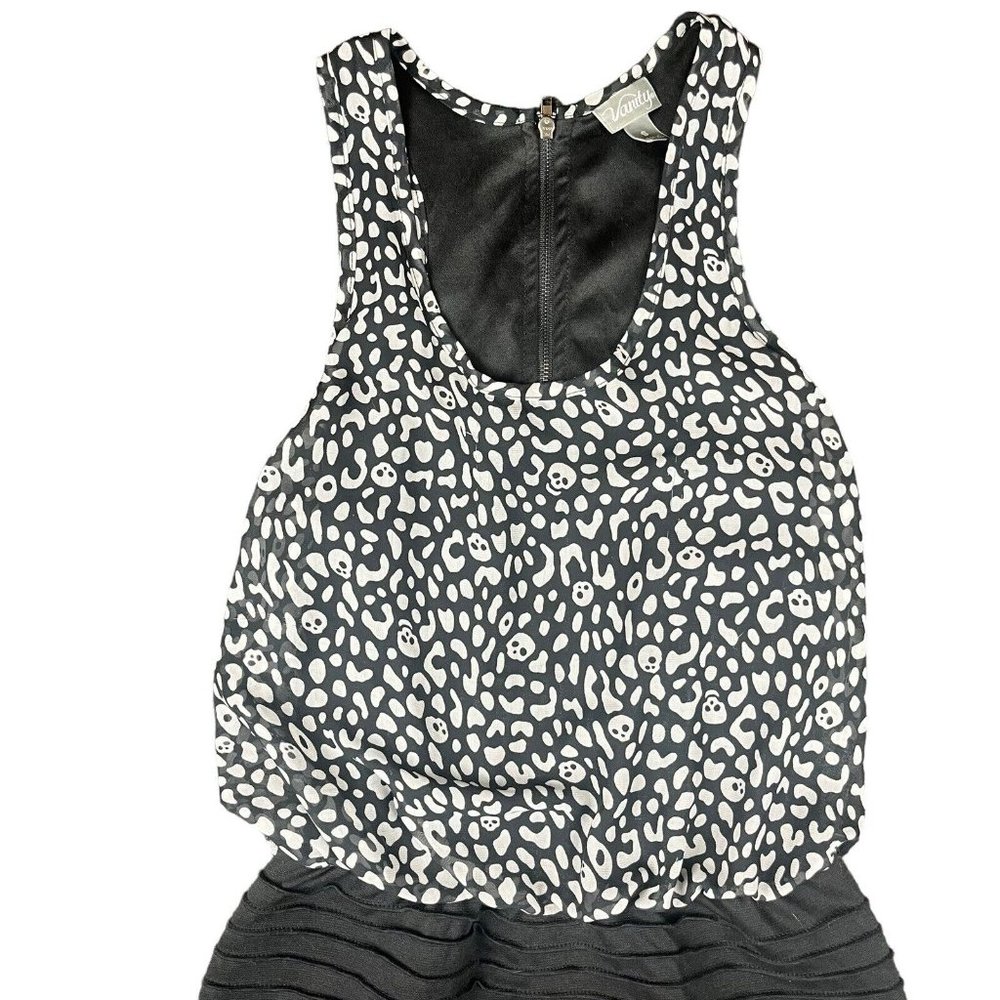 Vanity Vintage Rockabilly Skulls Sleeveless Dress Mini Skirt Zip Up Women's Sz S - Picture 2 of 16